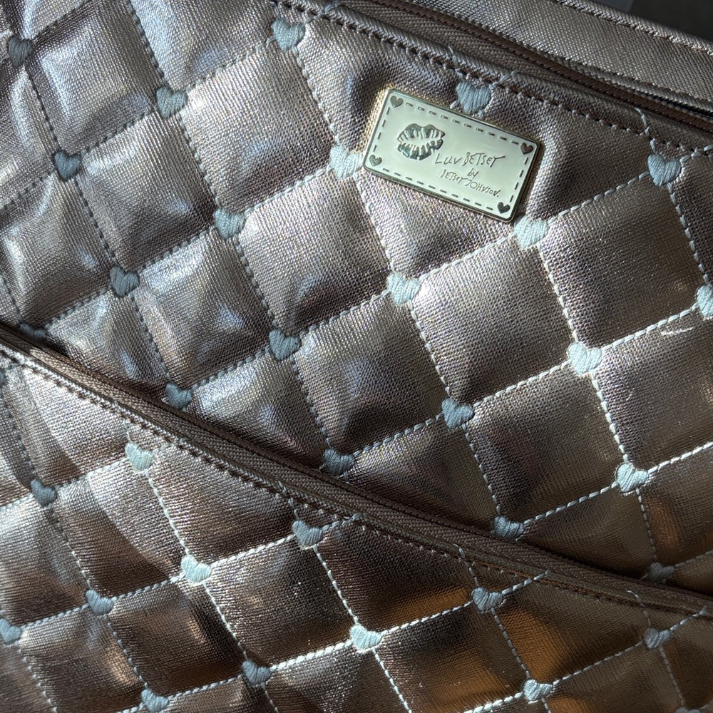 Luv Betsey by Betsey Johnson Rose Gold Quilted Heart Crossbody Bag - Picture 9 of 10